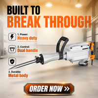 Marteau de démolition électrique 1300W, haute énergie d'impact, 1800BPM, marteau briseur robuste pour la destruction du béton