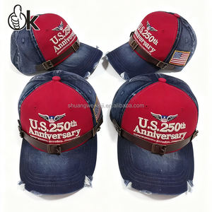 Logotipo bordado Vintage lavado Denim fútbol sombreros Unisex ajustable gorras de béisbol <span class=keywords><strong>gorra</strong></span> de béisbol de algodón para 2025 nuevo estilo - Product Image 5