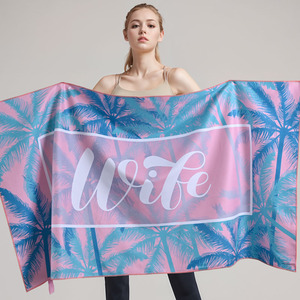 Serviette de bain double face en polaire à séchage rapide, grande taille 80*160, universelle, absorbante, <span class=keywords><strong>avec</strong></span> boucle élastique, imprimée, pour la plage, été - Product Image 2