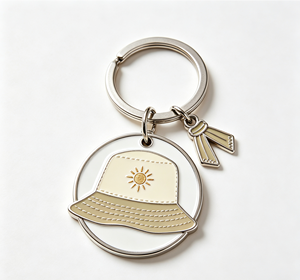 Bucket Hat Metal Key Chain Enamel Alloy <b>Keyring</b> Sun <b>Charm</b> Gift Accessory - Product Image 2