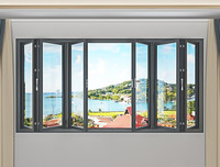 Fenêtre pliante en aluminium et verre, fenêtres pliantes pour balcon, fenêtres pliantes en bois