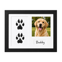 Cadre photo commémoratif pour animaux de compagnie – Kit de souvenir empreinte de patte sans contact, sûr, non toxique, tampons sans encre pour une prise de vue propre