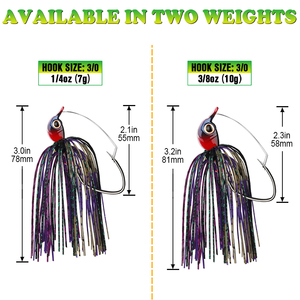 Vente en gros de leurres de pêche artificiels rigides 7g 10g pour la pêche au bar et au poisson-chat, avec jupes imprimées et yeux 3D, disponibles en 5 couleurs, pour rivière, lac et ruisseau - Product Image 2