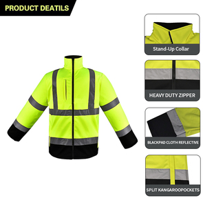 Fashionable Customized Reflective Jacket Green Work Safety Jackets Reflective with Pockets Zipper - Product Image 6