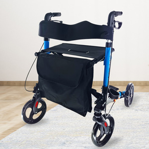 Carrito de compras Dakang de cuatro ruedas, azul, de aleación de aluminio, con asiento y frenos para personas mayores - Product Image 1