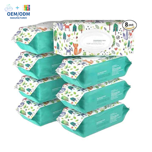 % Özel logo hipoalerjenik dermatolojik olarak test edilmiş su bazlı yumuşak kokusuz ıslak mendil, 800 sayısı (8 paket 100) - Product Image 2