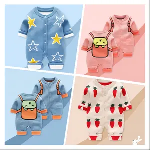 Factory customized cartoon children's sweater with cute patterns knitted sweaters crawling clothes autumn and winter ba