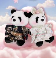 Fabricant de peluches Zaves 4.75 pouces panda porte-clés poupée en peluche personnalisé avec un kimono en noir et blanc un couple panda