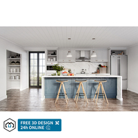 Meubles de cuisine modernes en bois stratifié blanc personnalisés par George Group, avec îlot et comptoir en marbre
