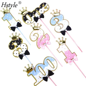 Diamante Di Compleanno Cake Topper Rosa Blu Della Ragazza del Ragazzo Del Bambino 100 Giorni Di Compleanno Cake Topper Baby Shower Partito Dessert Decorazione PQ870 - Product Image 1
