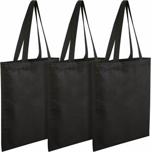 Sac fourre-tout en toile recyclée, écologique, personnalisé, noir, pour courses, pain, épicerie, plage - Product Image 2
