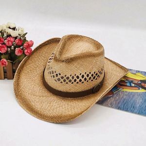 2020 Newset Summer Western Dyed Raffia <b>Fedora</b> Cowboy Hats Raffia <b>Straw</b> Hats in Bulk - Product Image 3