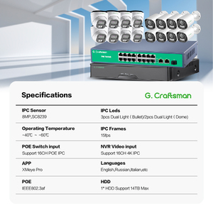 <span class=keywords><strong>GX</strong></span>-YUHFD-M8C-K16 G.Craftsman <span class=keywords><strong>Prix</strong></span> compétitif 4K 8MP caméra IP mixte système de sécurité NVR double lumière détection du corps humain - Product Image 2