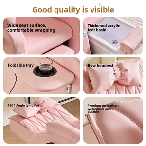 Mobilier de salon de luxe haut de gamme, mobilier de salon de pédicure rose, fauteuil de pédicure, lumières LED de luxe, stations de manucure et de pédicure - Product Image 4