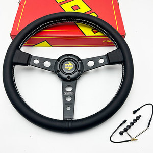 Vente directe usine Nouveau <span class=keywords><strong>volant</strong></span> de course universel en cuir de 14 pouces, pièce automobile premium, accessoire de voiture pour <span class=keywords><strong>MOMO</strong></span> - Product Image 1