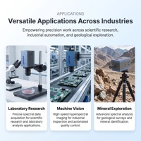 Caméra hyperspectrale Pushbroom avec détecteur InGaAs refroidi par TEC, USB3.0, pour vision industrielle en laboratoire et exploration minière