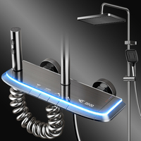 Ensemble de douche numérique chaud et froid en aluminium avec affichage, pommeau de pluie, douchette à main, lumière d'ambiance et pistolet de pulvérisation – Vente en gros directe usine