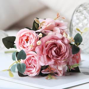 Bouquet <span class=keywords><strong>de</strong></span> fleurs artificielles <span class=keywords><strong>de</strong></span> style européen rétro, hortensia, pivoine, <span class=keywords><strong>hibiscus</strong></span>, <span class=keywords><strong>rose</strong></span>, décoration <span class=keywords><strong>de</strong></span> mariage à domicile, arrangement floral - Product Image 6