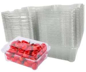 Clear Plastic Berry Clamshell Vented Container for blueberry, Cherry Tomatoes