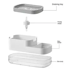 BUFU Dish Soap Dispenser Liquid Box Washing Dish Pot Sponge Rack Soap Dispenser Dish For Kitchen