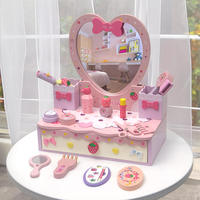 Commode en bois à simulation de cœur rose pour bébé, ensemble cosmétique éducatif, maquillage, coiffeuse, jouets de simulation pour filles