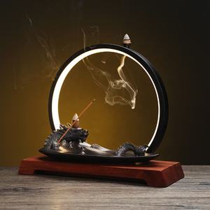 Bruciatore di Incenso a Flusso Inverso con Drago Cinese, Lampada in Ceramica, Ornamenti Luminosi, Incenso di Rosa e Semi di Coriandolo - Product Image 1