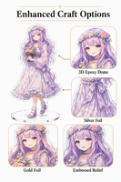 Standee Akrilik Anime Glitter Tebal 15mm Custom, Foil Emas, Slot Tunggal, Figur Karakter Asli
