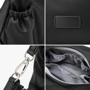 Black Neoprene Women's <b>Messenger</b> <b>Bag</b> <b>Large</b> Capacity Crossbody Shoulder Purse Zipper Closure Water Resistant for Travel - Product Image 2