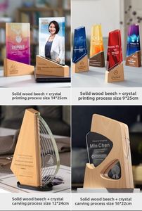 HighEnd Custom Logo <b>Crystal</b> & Wood Combo Trophy for Excellence Recognition - Product Image 3