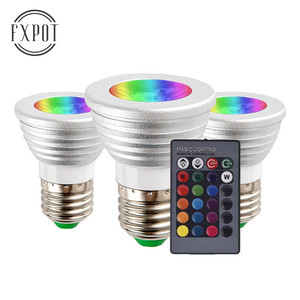 Bombillas LED <span class=keywords><strong>E27</strong></span> con Cambio de Color RGB de <span class=keywords><strong>5W</strong></span> con Control Remoto para Decoración del Hogar y Festividades 110V 220V - Product Image 1
