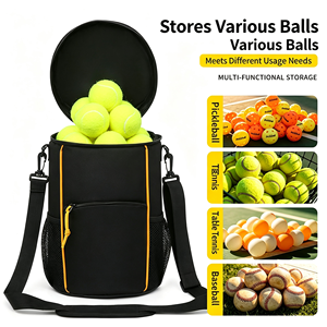 Bolsa de Transporte Portátil para Pelotas de Tenis, de Nailon Sólido Negro con Ribete Amarillo, Accesorio de Entrenamiento para Adultos, para Todas las Estaciones - Product Image 3