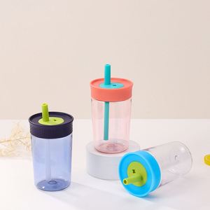 12oz Small Capacity Straw <b>Water</b> <b>Bottle</b>, Transparent Office <b>Water</b> <b>Bottle</b> - Product Image 2