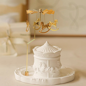 Rotating Carousel Scented <b>Candle</b> Holder Set with Tray and Lid Luxury Home Decor for Wedding Birthday Gift Ideas - Product Image 4