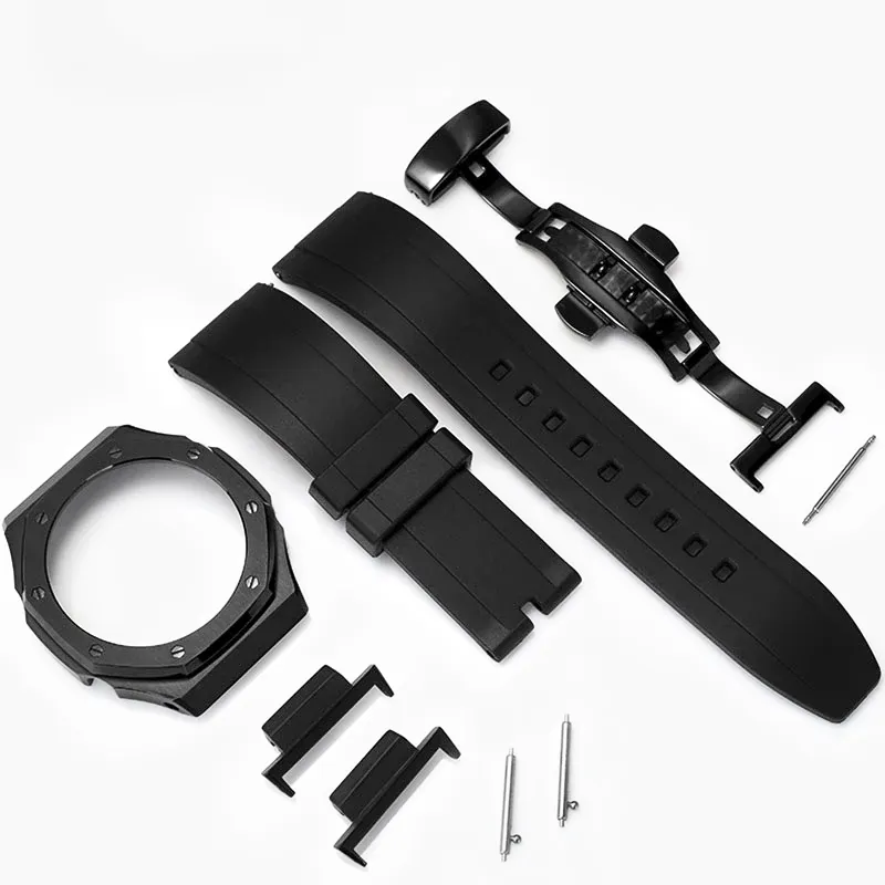 Hot Amazon For GA-2100 2110 Watch Strap Case Adapter Metal 2rd Bezel Rubber strap with Tool stainless steel case watch band