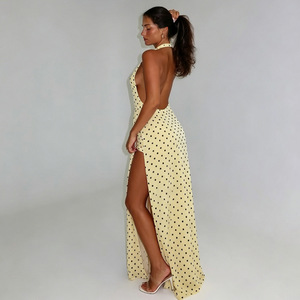 <span class=keywords><strong>Vestido</strong></span> de Verano 2026 Europeo Americano Nuevo para Mujer, de Cintura Alta, <span class=keywords><strong>Largo</strong></span>, Sexy, <span class=keywords><strong>con</strong></span> Estampado de Espigas, sin Espalda, Cuello en V, de Poliéster y Spandex - Product Image 2
