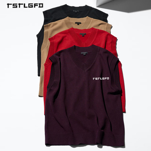 Chaleco de Punto Personalizado Extra Grande con Cuello en V, de Peso Medio, Color Sólido, Hombros Caídos, para Hombre - Product Image 5