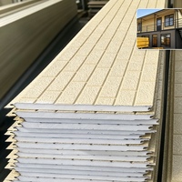 Panneaux muraux sandwich décoratifs en métal isolés PU, bardage extérieur en métal pour maisons conteneurs et bâtiments modulaires