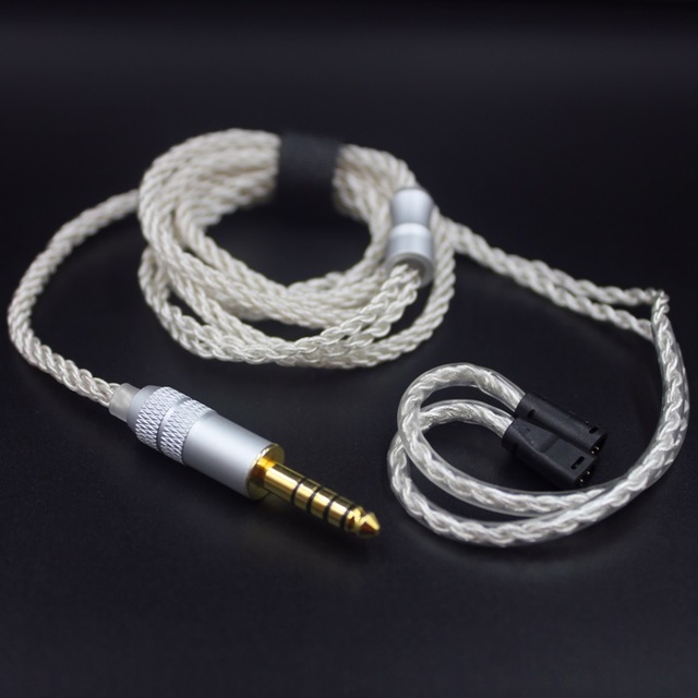 8 Core Single Crystal Gold Plated Oxygen-Free Copper 4.4mm Balanced Stereo Cable with Nylon/PVC Jacket for and IE80S