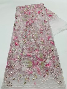 Vải ren lưới đính hạt pha lê sang trọng, chất liệu lưới ren thêu, vải lưới ren bóng mượt năm <span class=keywords><strong>2025</strong></span> dành cho đám cưới - Product Image 2