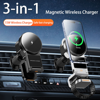Soporte Magnético Inalámbrico para Coche 3 en 1 Multifuncional de Metal de 15W, Compatible con Ventilación de Aire, para Teléfono, Reloj y Auriculares, el Más Vendido de 2026