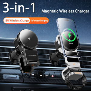 Support magnétique sans fil multifonctionnel en métal 3-en-1 pour téléphone, montre et écouteurs, compatible avec grille d'aération de voiture, 15W, modèle 2026, le plus vendu - Product Image 2