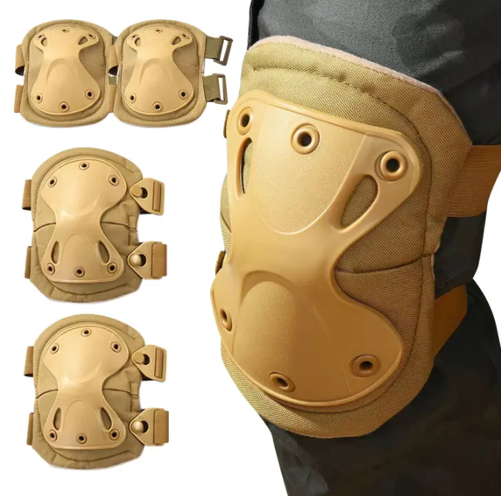 Factory Wholesale Outdoor Sports Riding Motorcycle Camouflage Four-piece Tactical Knee Pads Elbow Pads Set