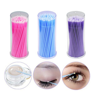 100 uds/botella extensión de pestañas hisopos de limpieza <span class=keywords><strong>Lash</strong></span> Lift pegamento removedor aplicadores Microblade pinceles de maquillaje herramienta - Product Image 2