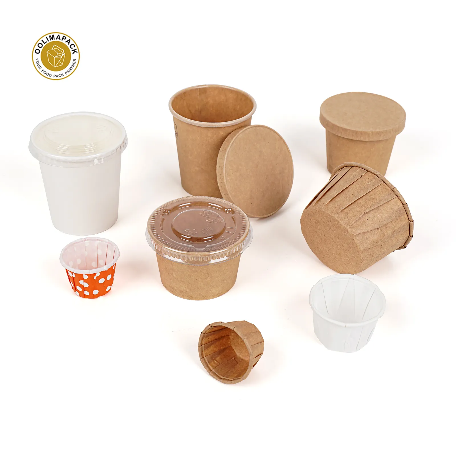 OOLIMA Small Paper Biodegradable Sauce Cup Kraft Paper Sauce Cups