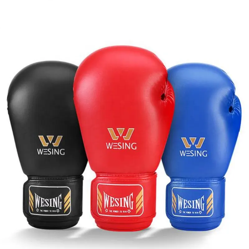 Gants de boxe Guantes, Logo personnalisé, gants de boxe rouge en cuir Pu pour la boxe, vente en gros