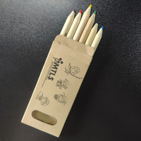 Ensemble de crayons de couleur courts 6 couleurs, fournitures de papeterie, crayons de couleur Jumbo pour enfants, vente en gros d'usine en Chine
