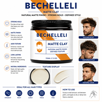 Cire coiffante mate pour hommes OEM, tenue forte, effet texturisant, look naturel, volume accru, pâte coiffante pour hommes