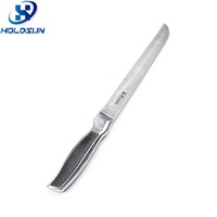 Couteau à pain en acier inoxydable ultra-affûté de 8 pouces avec logo personnalisé, écologique, avec manche creux antiadhésif pour une utilisation à la maison et en cuisine