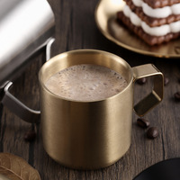 Mug de voyage rétro en acier inoxydable 304 à double paroi, avec poignée antidérapante, vaisselle de luxe légère pour café et lait, 280 ml, écologique