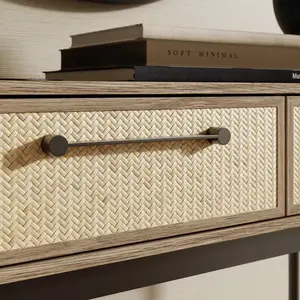 Table <span class=keywords><strong>console</strong></span> industrielle simple avec façades de tiroirs en <span class=keywords><strong>rotin</strong></span> naturel pour <span class=keywords><strong>entrée</strong></span>, salon, hôtel, table d'<span class=keywords><strong>entrée</strong></span> - Product Image 3